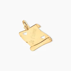 Pendentif Sirona Parchemin Message Or Jaune