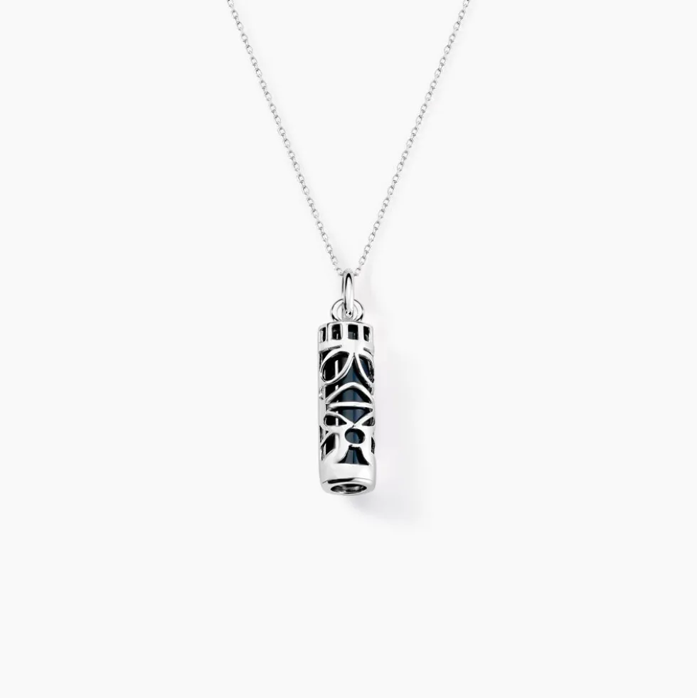 Pendentif Tiki Argent Blanc Onyx