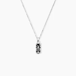 Pendentif Tiki Argent Blanc Onyx