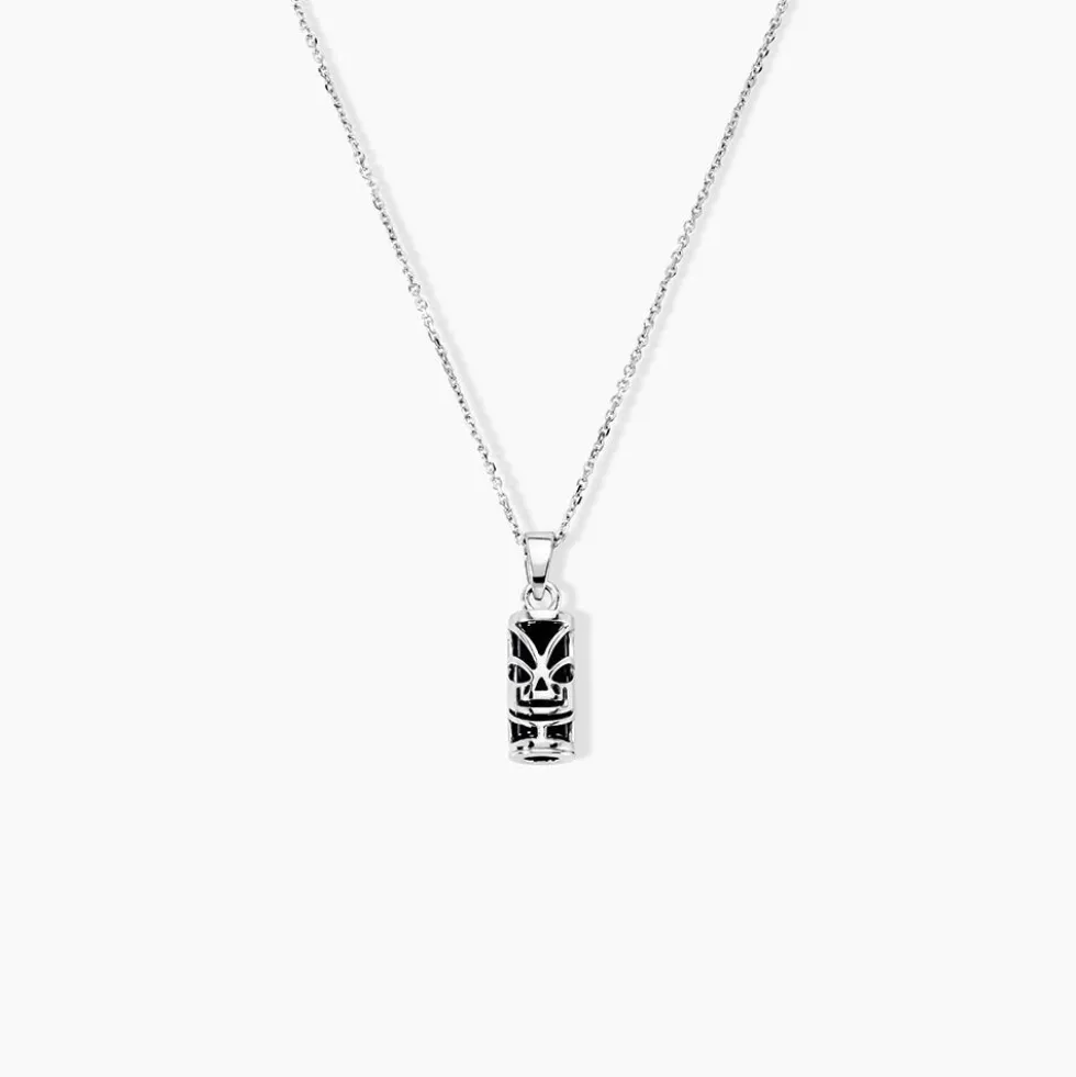 Pendentif Tiki Argent Blanc Onyx