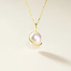 Pendentif Tourbillon Or Jaune Perle De Culture