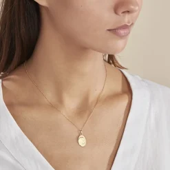 Pendentif Vierge Ovale Or Jaune