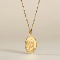 Pendentif Vierge Ovale Or Jaune