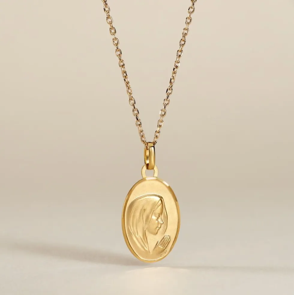 Pendentif Vierge Ovale Or Jaune