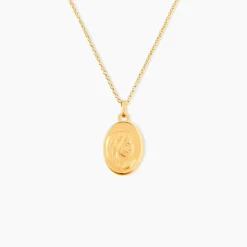 Pendentif Vierge Ovale Or Jaune