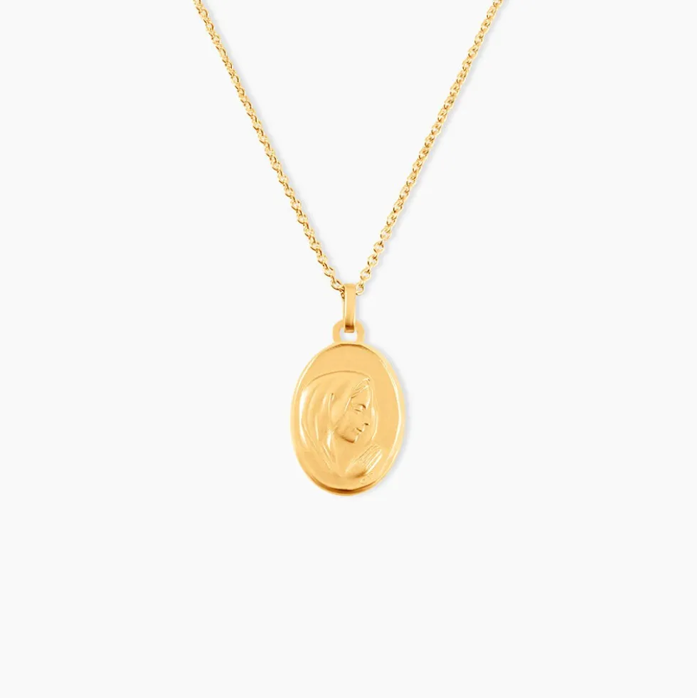 Pendentif Vierge Ovale Or Jaune