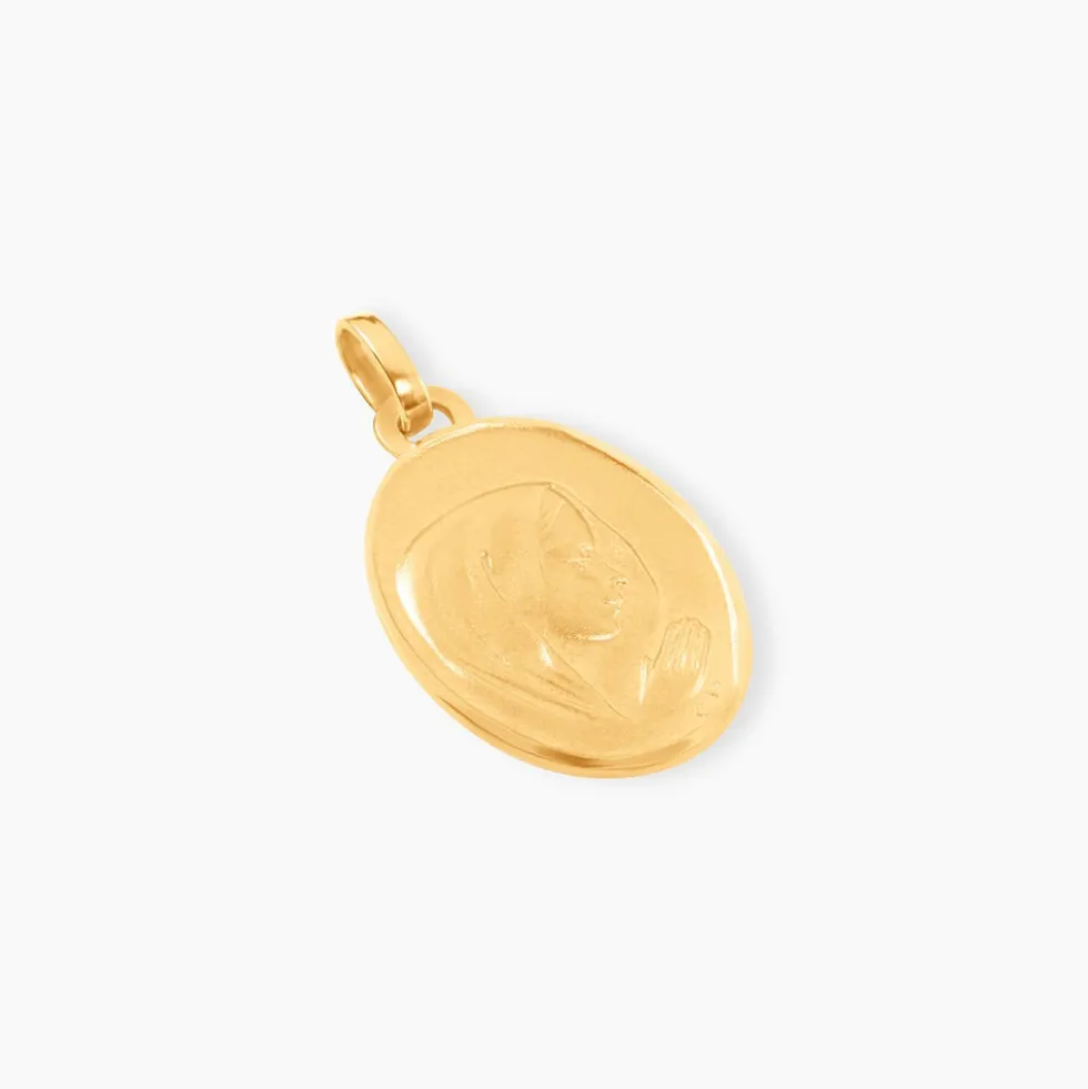Pendentif Vierge Ovale Or Jaune
