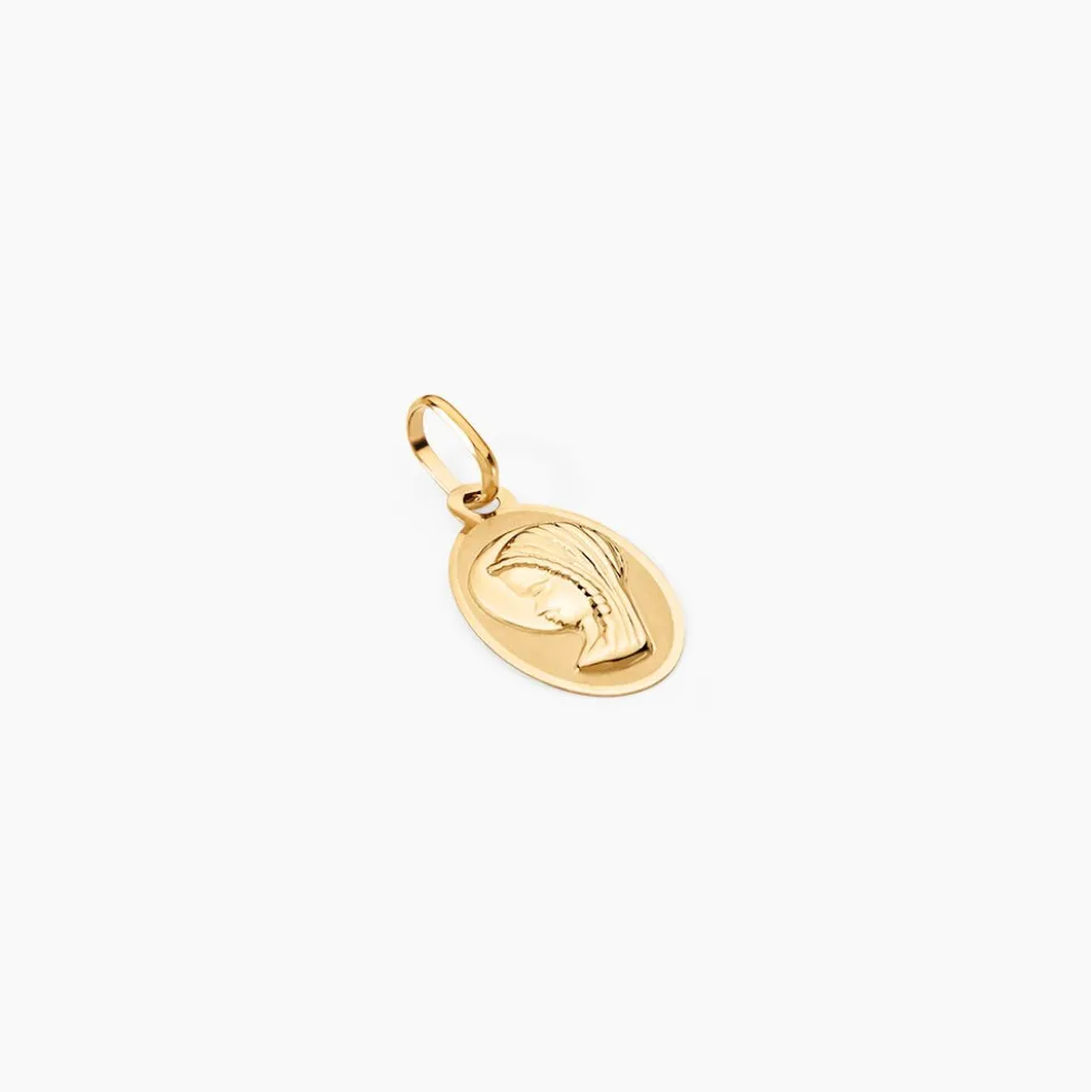 Pendentif Vierge Ovale Or Jaune