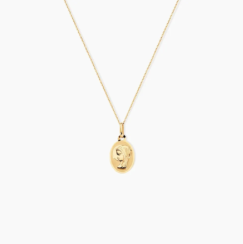 Pendentif Vierge Ovale Or Jaune