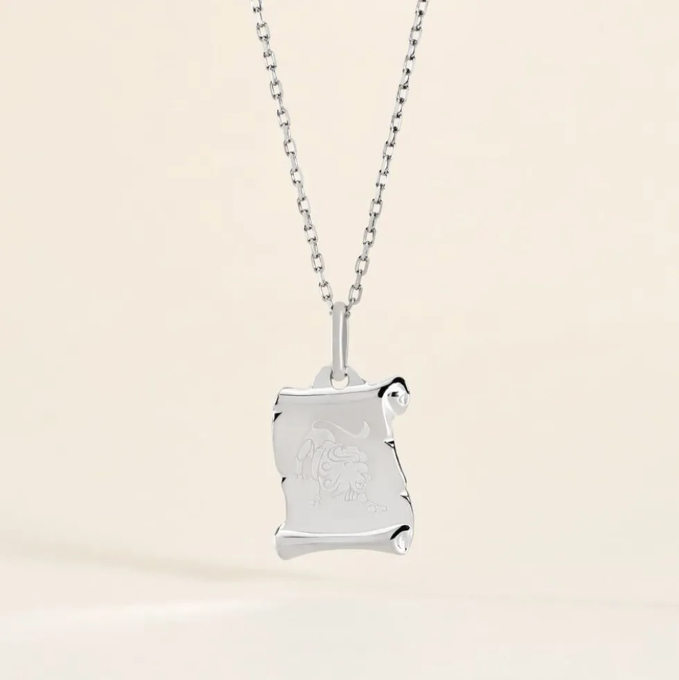Pendentif Zodiaque Parchemin Argent Blanc