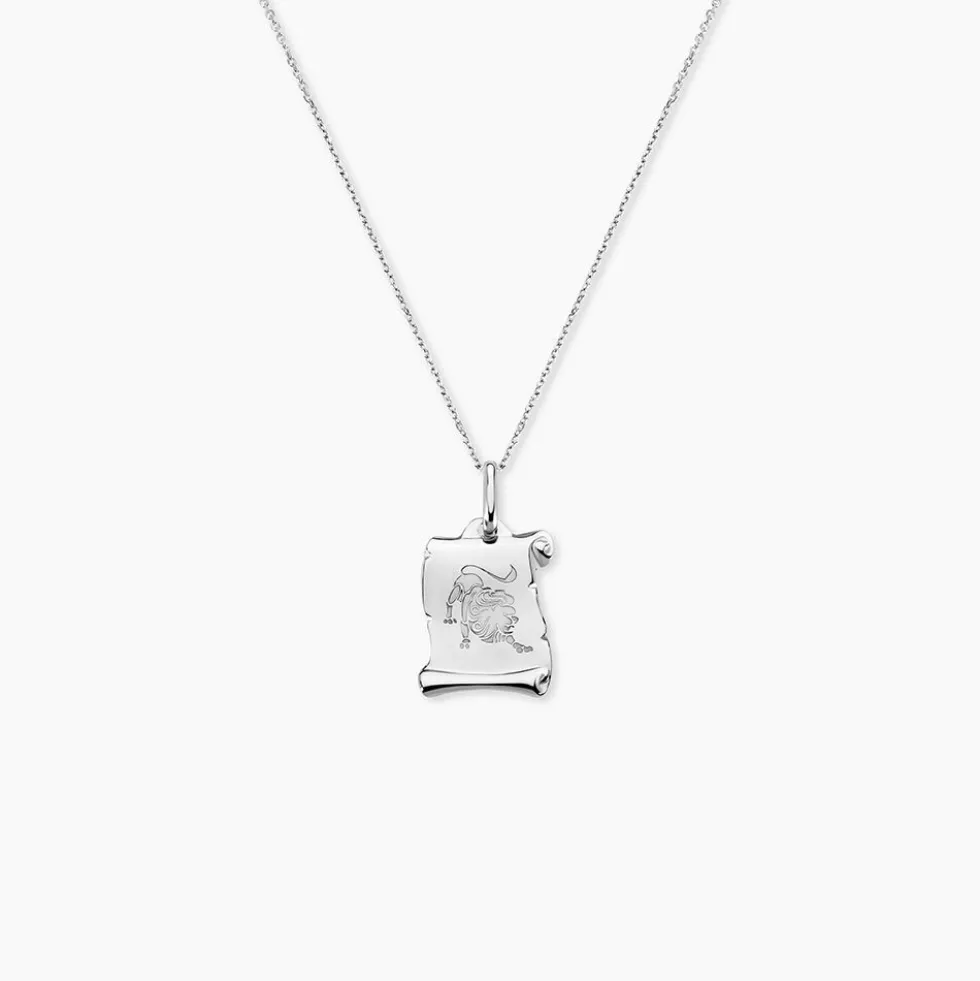 Pendentif Zodiaque Parchemin Argent Blanc