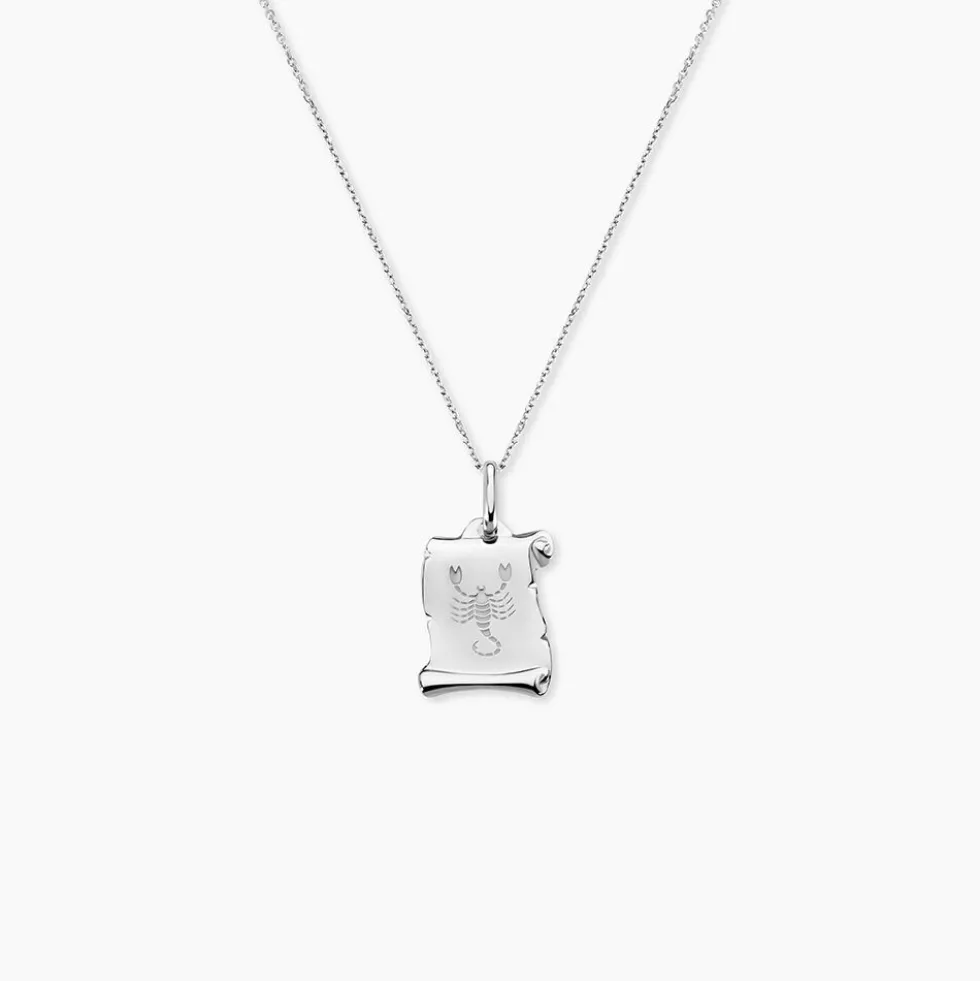 Pendentif Zodiaque Parchemin Argent Blanc