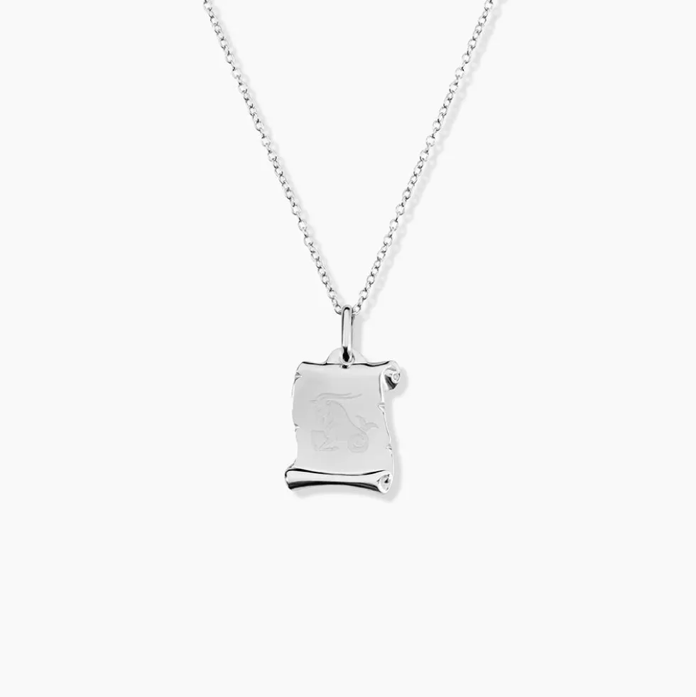 Pendentif Zodiaque Parchemin Argent Blanc