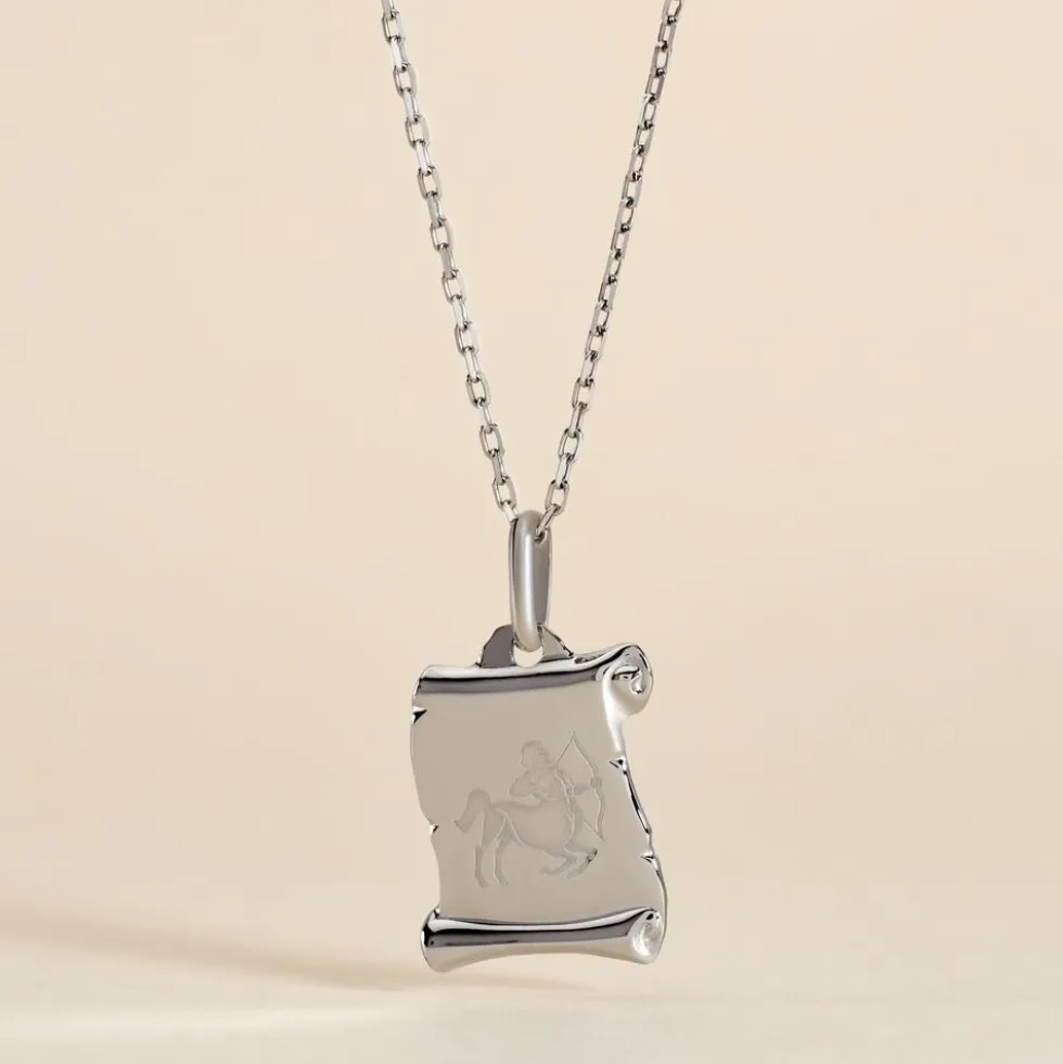 Pendentif Zodiaque Parchemin Argent Blanc