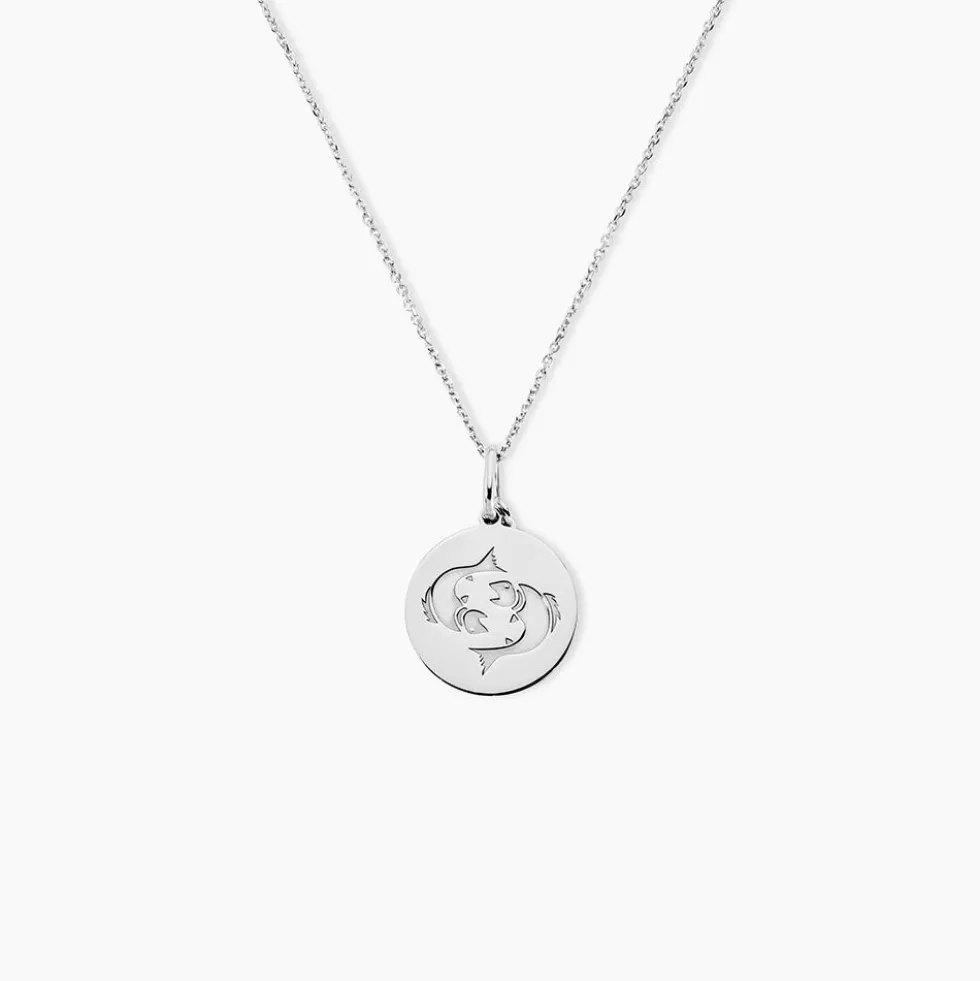 Pendentif Zodiaque Rond Argent Blanc