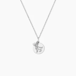 Pendentif Zodiaque Rond Argent Blanc