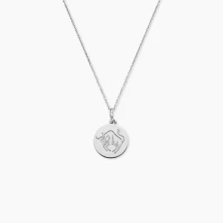 Pendentif Zodiaque Rond Argent Blanc