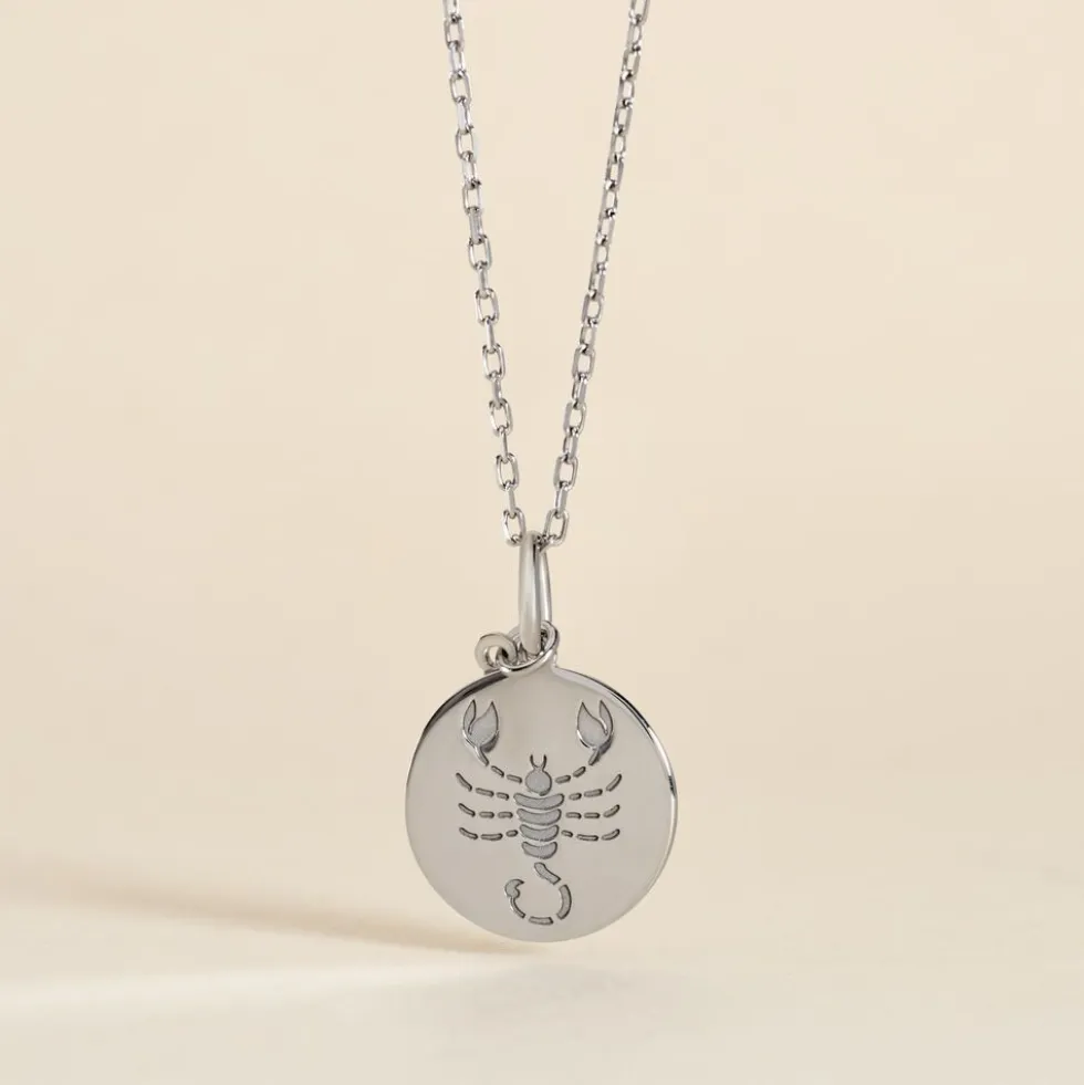 Pendentif Zodiaque Rond Argent Blanc