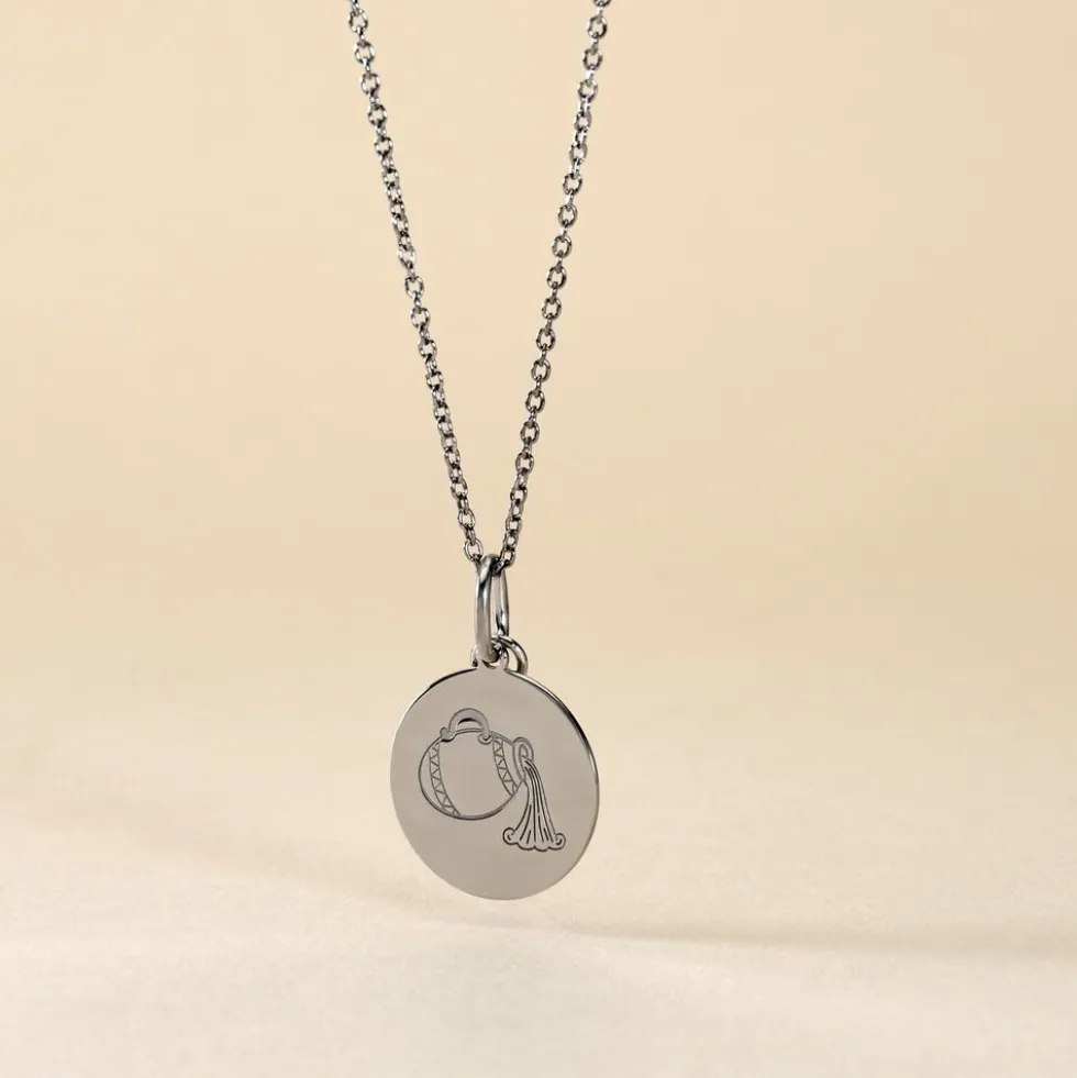Pendentif Zodiaque Rond Argent Blanc