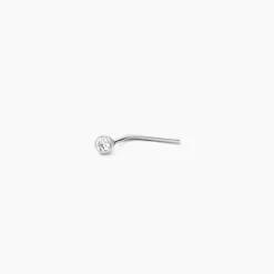 Piercing De Nez Fethi Serti Clos Or Blanc Oxyde De Zirconium
