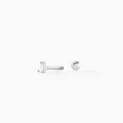 Piercing D'oreille Lourdes Argent Blanc Oxyde De Zirconium
