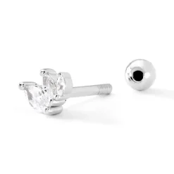 Piercing D'oreille Unitaire Verona Argent Blanc Oxyde De Zirconium