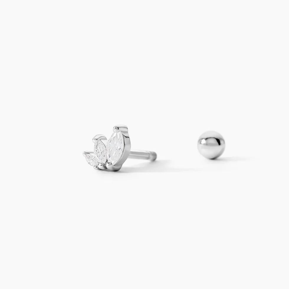 Piercing D'oreille Unitaire Verona Argent Blanc Oxyde De Zirconium