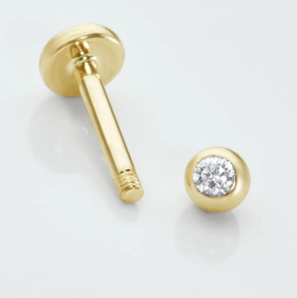 Piercing De Labret Or Jaune Acanta Oxyde De Zirconium
