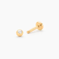 Piercing De Labret Or Jaune Acanta Oxyde De Zirconium
