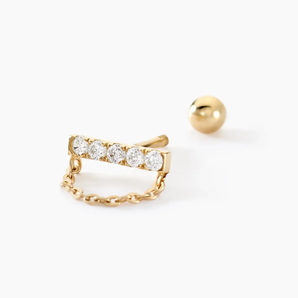 Piercing D'oreille Unitaire Dorika Or Jaune Oxyde De Zirconium
