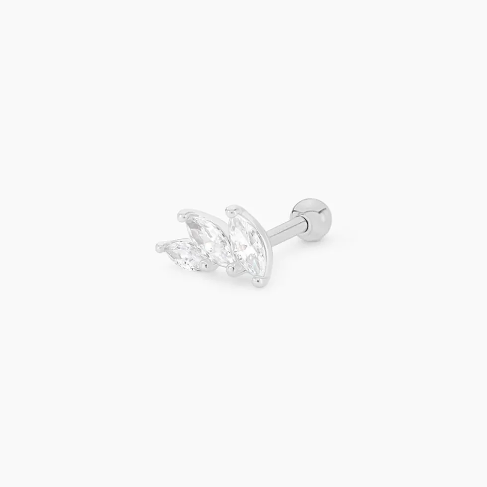 Piercing D'oreille Unitaire Fox Argent Rhodié Oxyde De Zirconium