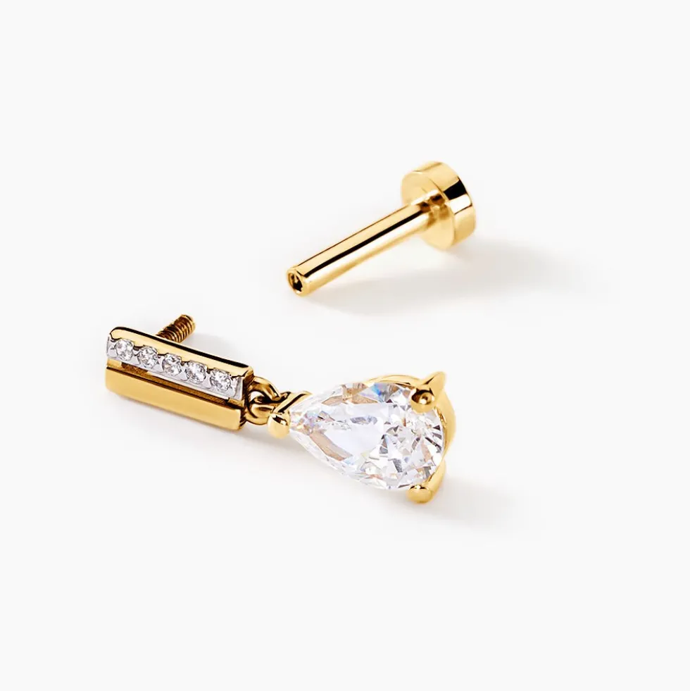 Piercing D'oreille Unitaire Peers Or Jaune Oxyde De Zirconium
