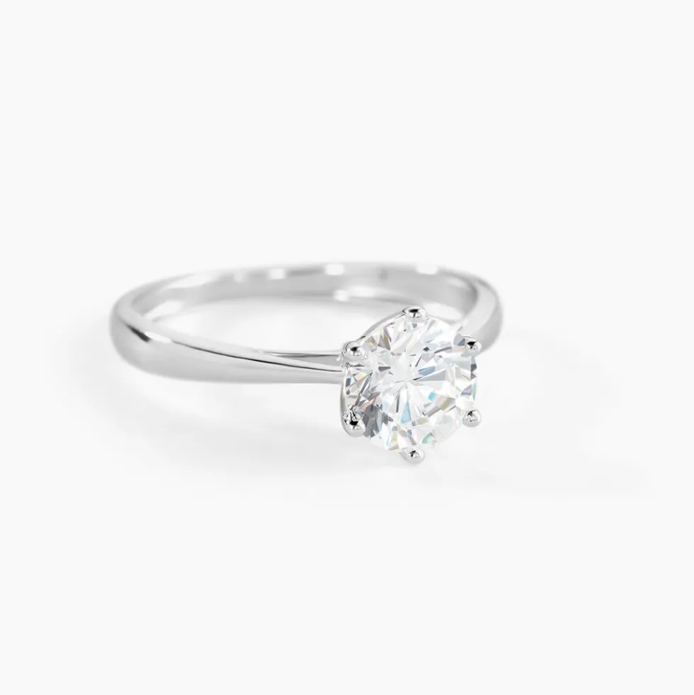 Solitaire Or Blanc Laurian Oxyde De Zirconium Blanc