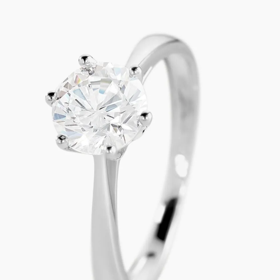 Solitaire Or Blanc Laurian Oxyde De Zirconium Blanc
