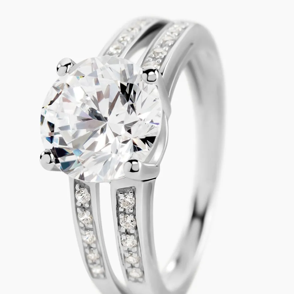 Solitaire Or Blanc Oxyde De Zirconium