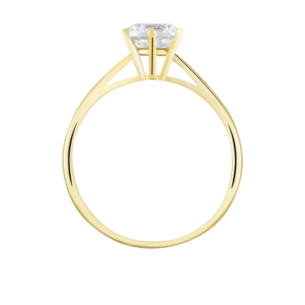 Solitaire Or Jaune Laurian Oxyde De Zirconium Blanc