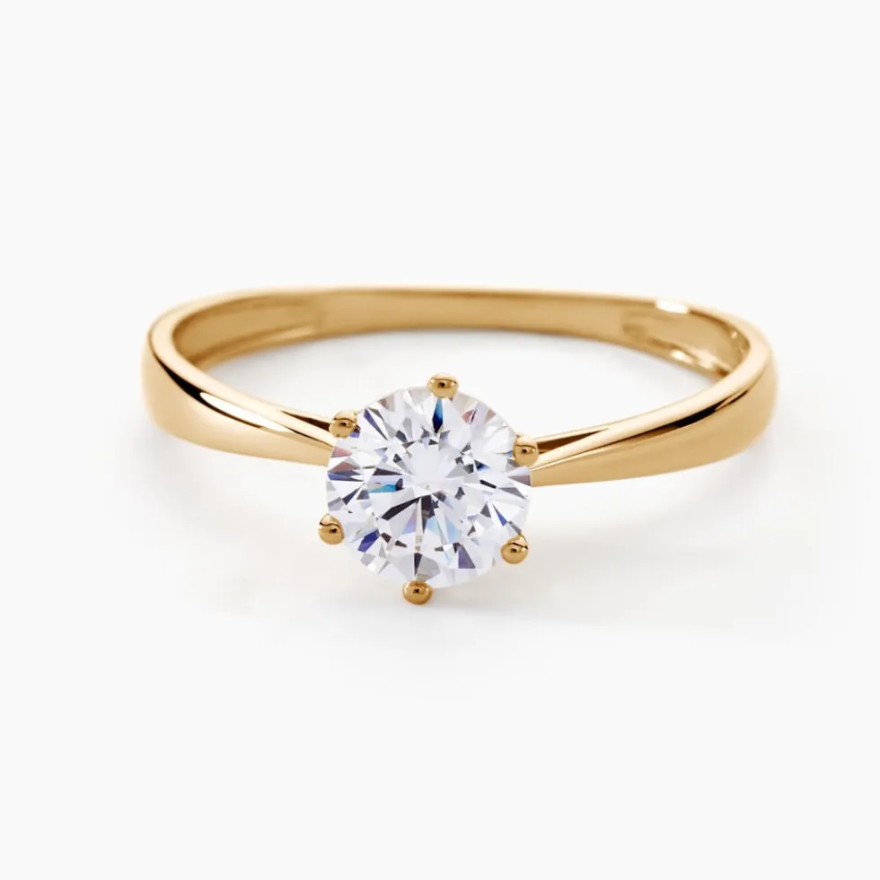 Solitaire Or Jaune Laurian Oxyde De Zirconium Blanc