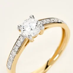 Solitaire Sosanna Ld Or Jaune Diamant Synthetique Blanc