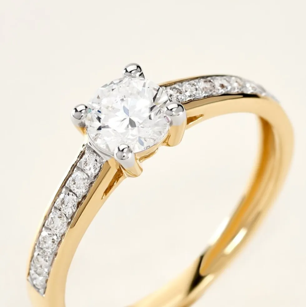 Solitaire Sosanna Ld Or Jaune Diamant Synthetique Blanc