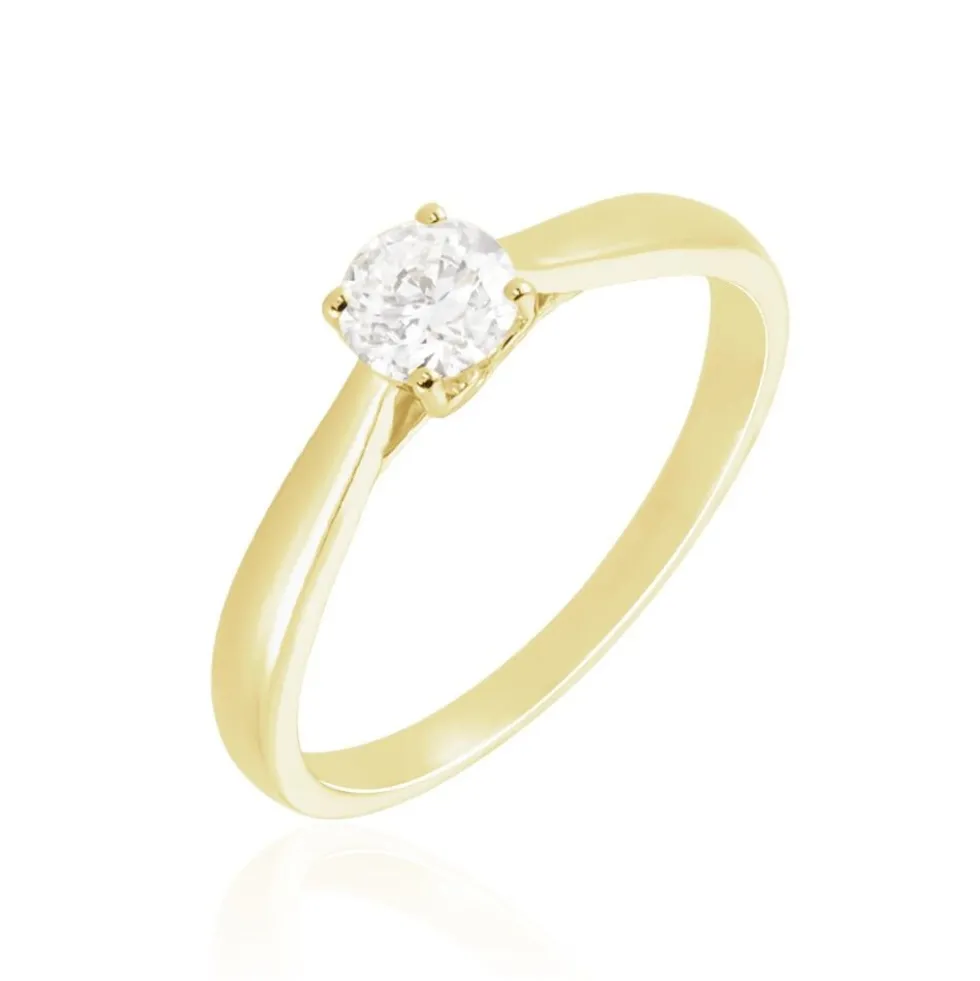 Solitaire Vicoeuria Ld Or Jaune Diamant Synthetique Blanc